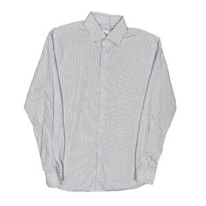 Emanuel Berg Paris Dress Shirt White / Blue Check Italy Cotton 15.5 Medium